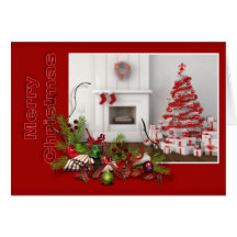 Tarjeta roja de las Felices Navidad