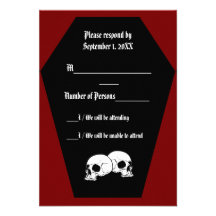 Tarjeta (roja) de RSVP del ébano del ataúd Invitación Personalizada