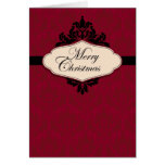 Tarjeta roja del brocado del navidad