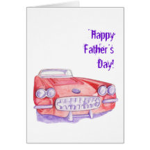 Tarjeta roja del día de padre del coche del juguet