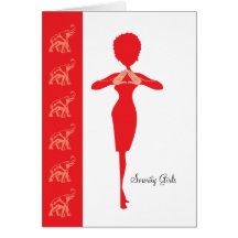Tarjeta roja del elefante de la hermandad de mujer