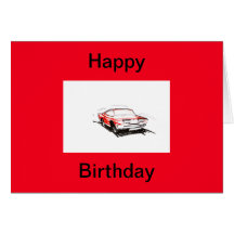 Tarjeta roja del feliz cumpleaños del coche rápido