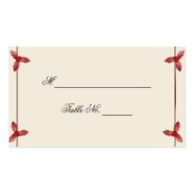 Tarjeta roja del lugar del boda del muérdago del b plantilla de tarjeta de negocio