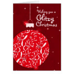 Tarjeta roja del navidad de la chuchería glamorosa