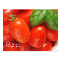 Tarjeta roja jugosa de la receta del tomate tarjetas postales