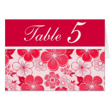 Tarjeta roja linda del número de la tabla de las f