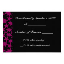 Tarjeta (Rojo-Violeta) de RSVP del ébano de las No Invitacion Personalizada