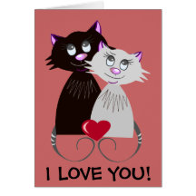 Tarjeta romántica de los gatos