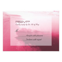 Tarjeta rosada agraciada de RSVP del boda de playa Comunicado