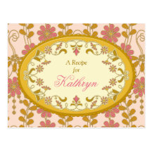Tarjeta rosada de la receta del oro del Victorian  Postal