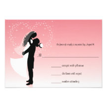 Tarjeta rosada de la respuesta del boda de la silu comunicados