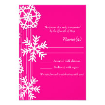 Tarjeta rosada de RSVP del navidad de los copos de Anuncios