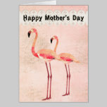 Tarjeta rosada del día de madre del flamenco tarjetas