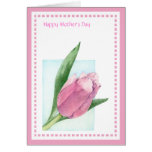 Tarjeta rosada del día de madre del tulipán