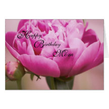 Tarjeta rosada del feliz cumpleaños del Peony de F