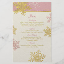 Tarjeta rosada del menú del boda del invierno de l flyer personalizado