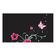 Tarjeta rosada del perfil de las flores y de las m plantillas de tarjeta de negocio
