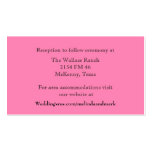 Tarjeta rosada del recinto del boda tarjetas de visita