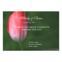 tarjeta rosada del rsvp de la flor del tulipán, ca comunicado