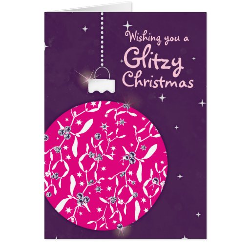 Tarjeta rosada/púrpura del navidad de la chuchería