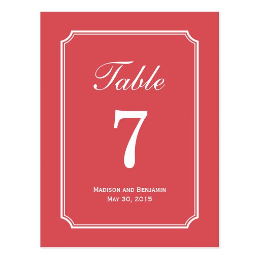 Tarjeta simplemente elegante del número de la tabl tarjetas postales