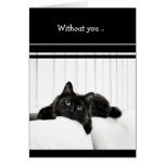 Tarjeta sola del amor del gato negro