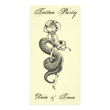 Tarjeta sub del fiesta del tatuaje de Rosa Tarjetas Fotograficas