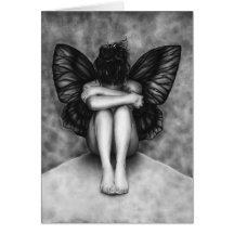Tarjeta triste del chica de la mariposa