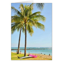 Tarjeta tropical de las palmeras de la playa