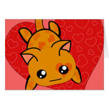 Tarjeta ultra linda del amor del gatito de Kawaii