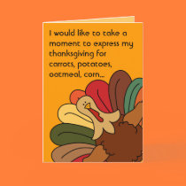 Tarjeta vegetariana de la acción de gracias de Tuc tarjetas