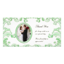 Tarjeta verde clara de la foto de los Flourishes Tarjeta Fotografica Personalizada