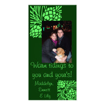 Tarjeta verde de la foto del día de fiesta del con tarjetas fotográficas 