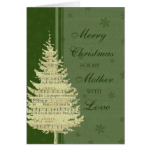 Tarjeta verde de las Felices Navidad de la madre d