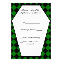 Tarjeta (verde) de RSVP del ébano de Damier Invitacion Personal