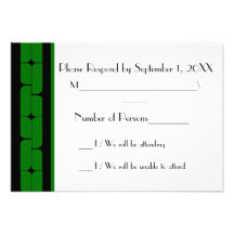 Tarjeta (verde) de RSVP del ébano de Schizm Anuncios Personalizados