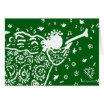 Tarjeta verde del ángel de la trompeta