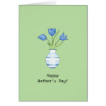 Tarjeta verde del día de madre de los tulipanes az