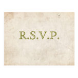Tarjeta verde elegante de RSVP del pergamino Postal