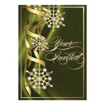 Tarjeta verde oliva Jeweled del día de fiesta del  Invitaciones Personalizada