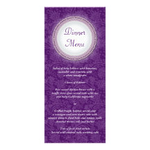 Tarjeta violeta barroca del estante del menú de la diseño de tarjeta publicitaria