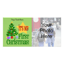 Tarjetas adaptables de la foto del primer navidad  tarjeta fotográfica personalizada