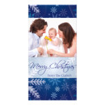 Tarjetas azules de la foto de las Felices Navidad  Tarjetas Fotograficas