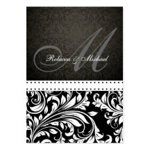 Tarjetas blancos y negros de RSVP del monograma de Tarjetas De Visita
