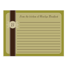 Tarjetas clásicas de la receta de la cosecha del a tarjeta postal