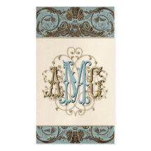 Tarjetas cones monograma barrocas Antiqued elegant Tarjeta Personal