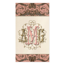 Tarjetas cones monograma barrocas Antiqued elegant Plantilla De Tarjeta De Visita
