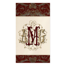 Tarjetas cones monograma barrocas Antiqued elegant Tarjeta De Visita