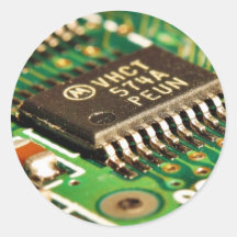Tarjetas de circuitos de chips de ordenador etiquetas redondas