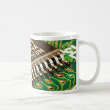 Tarjetas de circuitos de chips de ordenador tazas